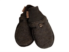 Mikk-line dark brown melange mittens merino wool